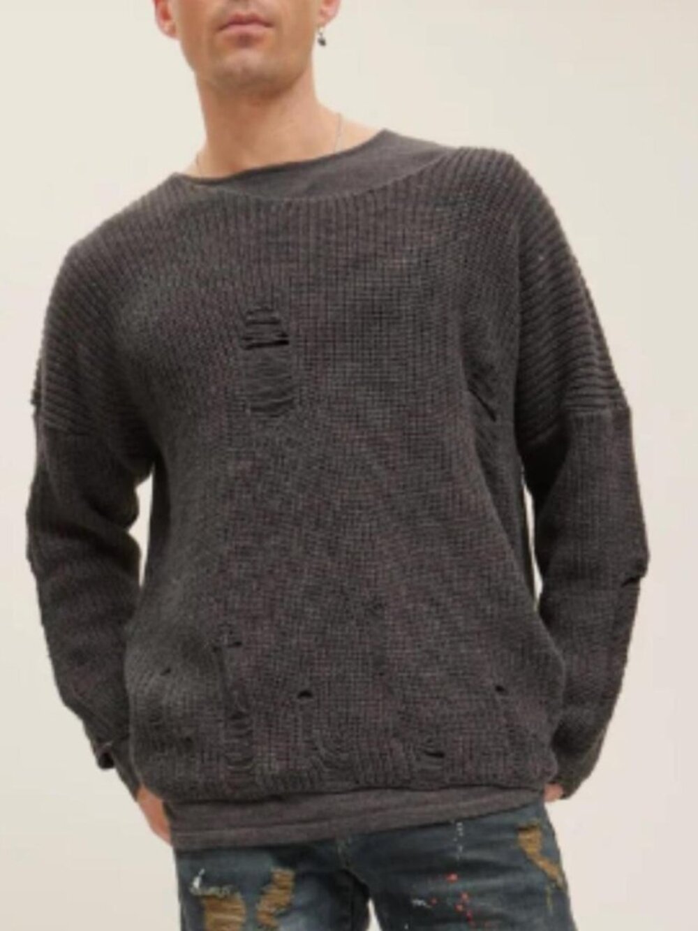 Ron Tomson Distorted Knit Sweater – Anthracite 🩶